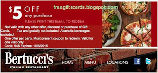 Free Printable Bertucci's Restaurant Coupons