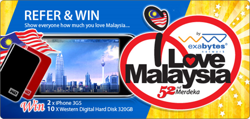 "I love Malaysia" Contest by Exabytes - Win IPhone 3Gs and WD Hard Disk