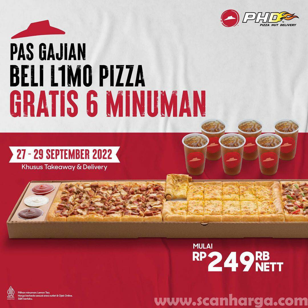 PHD Promo PAS GAJIAN ! Beli L1MO Pizza GRATIS 6 Minuman