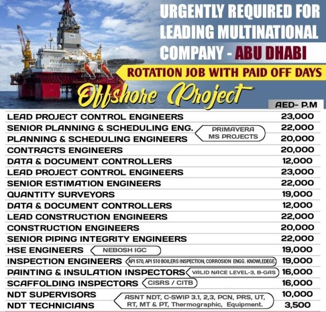 Offshore rotation jobs in Abu Dhabi - Large recruitment