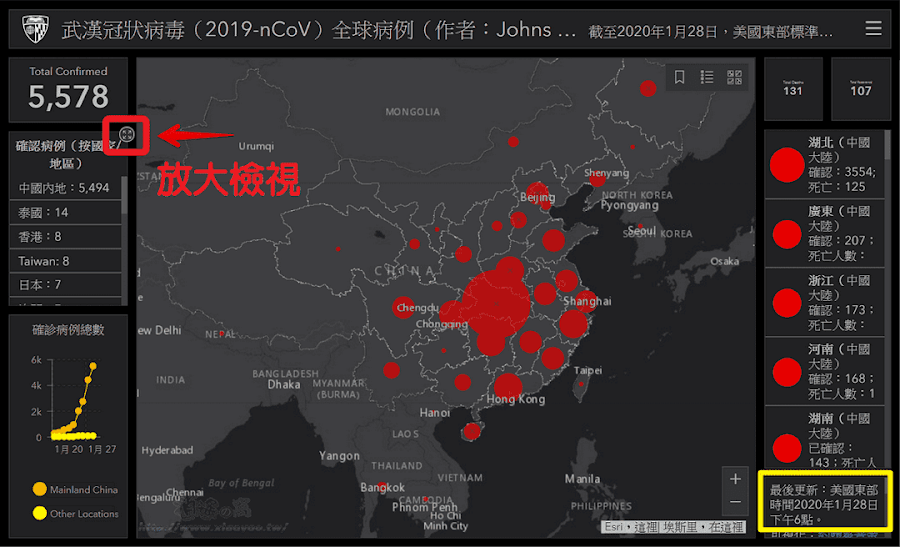 Coronavirus COVID-19 全球疫情地圖