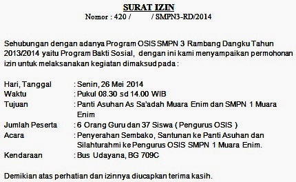 Contoh Surat Izin Mengikuti Kegiatan Di Sekolah  Info 