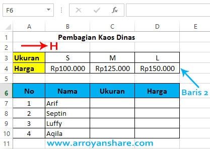 Fungsi Hlookup