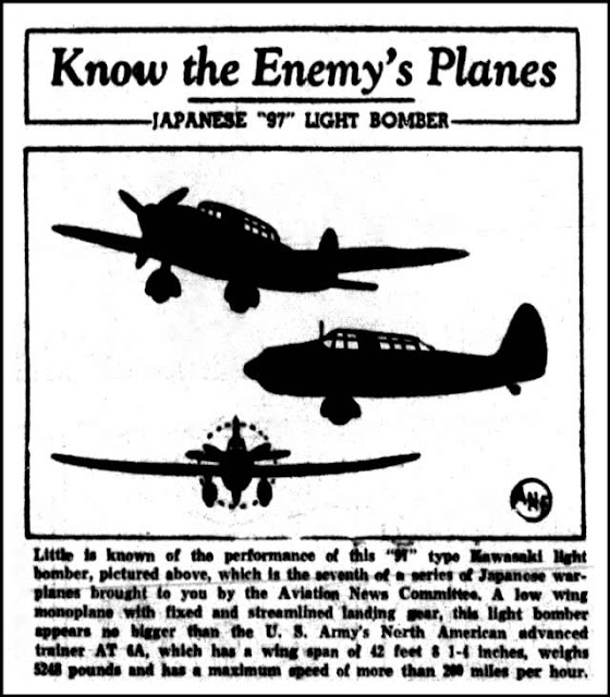 Know The Enemy's Planes, The Longview, Texas News Journal Newspaper, April 16, 1942