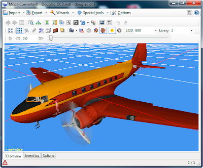 Douglas DC3 de Flight Simulator en ModelConverterX