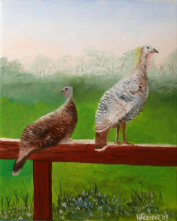 Wild Turkeys in the Foothills Painting - Daily Painter - Original Oil and Acrylic Art - Painting a Day by California Artist Mark A. Webster