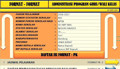 Program Administrasi Guru Wali Kelas Tahun 2016/2017