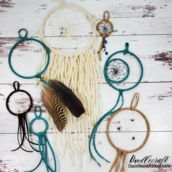 Make a dreamcatcher using fuse beads and feathers.