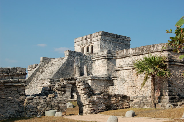 Picture of the Main Temple of the Descending God at the Tulum Ruins in Mexico