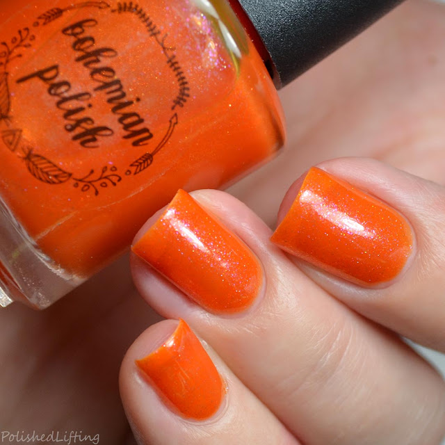 orange jelly nail polish with shimmer