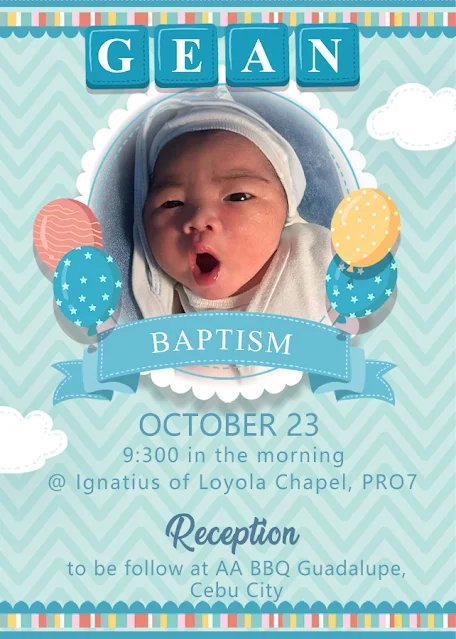 This is a standard baptismal invitation. This is the type of invitation that you would need for a baptism.