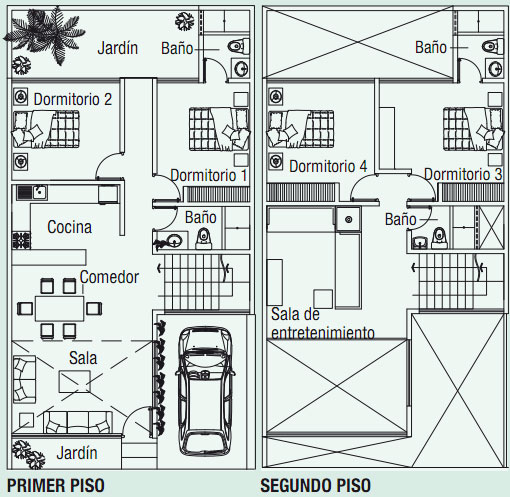 PLANOS DE CASA EN 120M2 CON DOBLE ALTURA via www.planosdecasas.blogspot.com