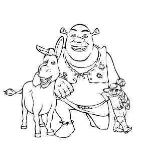 Free Shrek coloring pages with Donkey