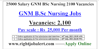 25000 Salary GNM BSc Nursing 2100 Vacancies