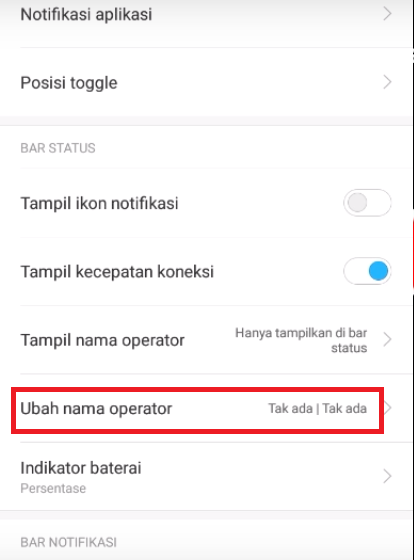 Mengganti nama operator seluler yang ada di status bar xiaomi