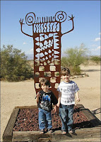 Posing with some of the petrogylph sculptures