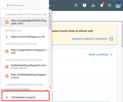 cara daftar blog di google search console