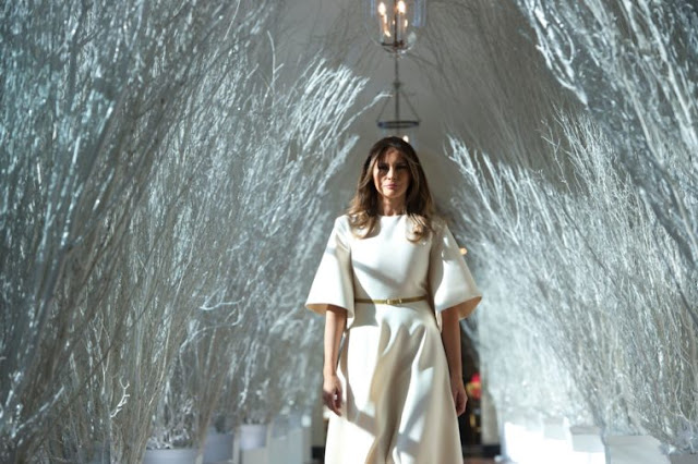 US First Lady Melania Trump Christmas Dress Image