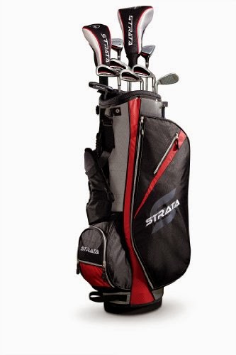 Strata Men's Complete Golf Set with Bag, 13-Piece (Left Hand, Red, Driver, Fairway, Hybrids, Irons, Putter)