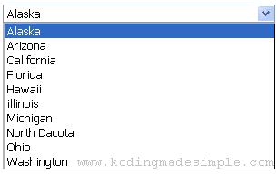 standard html select box example