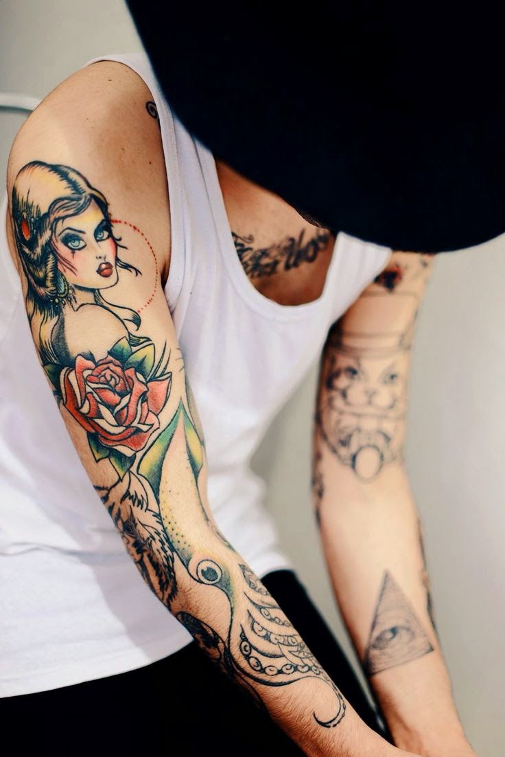 Men Hand with Tattoos of Pinup Girls, Pin Up Girls Tattoos for Men Hand, Beautiful PinUp Girl tattoo for Men, Artist, Parts,