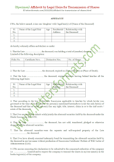 affidavit by legal heirs of a deceased shareholder for transmission of shares