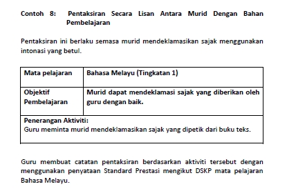 Contoh Instrumen Pentaksiran Bilik Darjah (PBD)