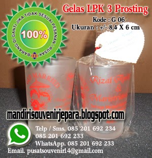 souvenir gelas murah, gelas lpk 3 doff / frosting