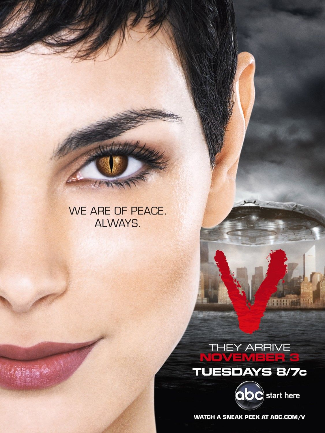 v goście 2009 serial recenzja plakat morena baccarin