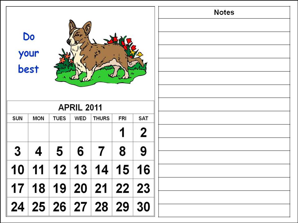 april 2011 calendar. kids Calendar April 2011