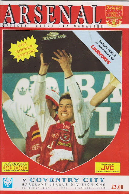 Arsenal programme from 1991 for the match against Coventry