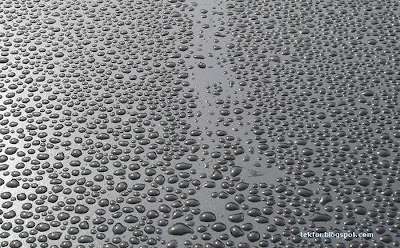 water drops on a steel door.
