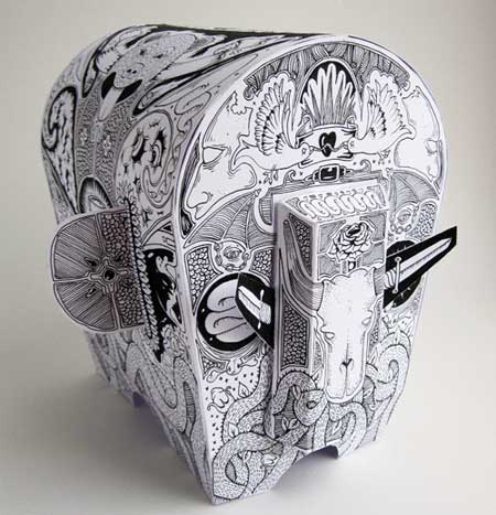 Tattooed Elephant Papercraft