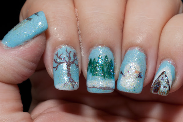 Snow Landscape Christmas Nail Art Manicure