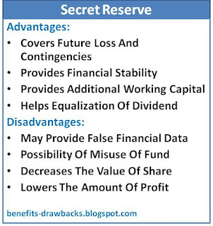 advantages disadvantages secret reserve