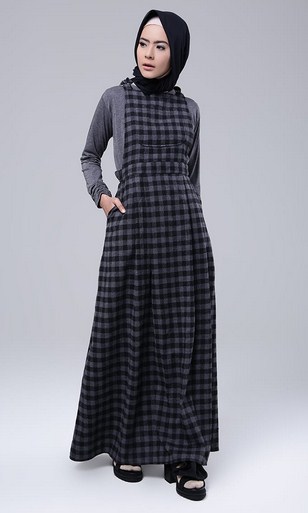 Inspirasi Model  Baju  Muslim Gamis  Modern Motif  Kotak kotak  