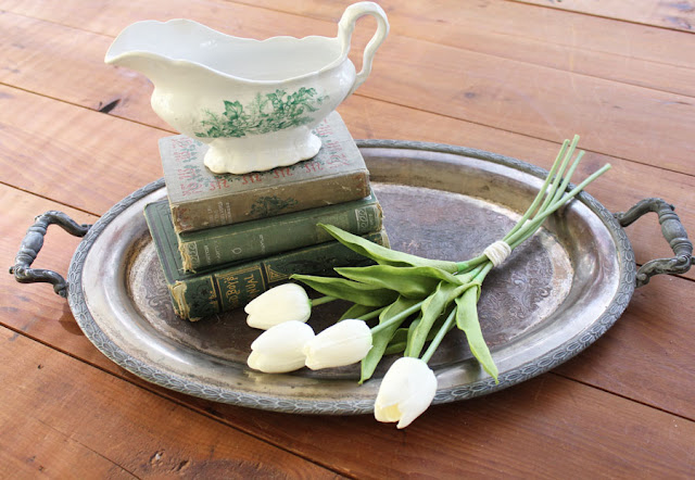 A Simple Spring Vignette Decorating With Books From Itsy Bits And Pieces Blog