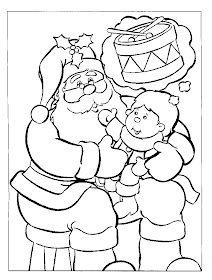 Santa Claus with Baby on Christmas Day Coloring Pages