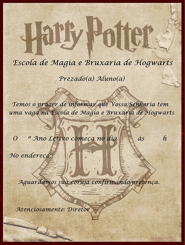 Fazendo a Minha Festa Infantil: Convite Harry Potter 