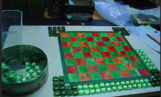 how to make mosaic table, play chess, work in progress