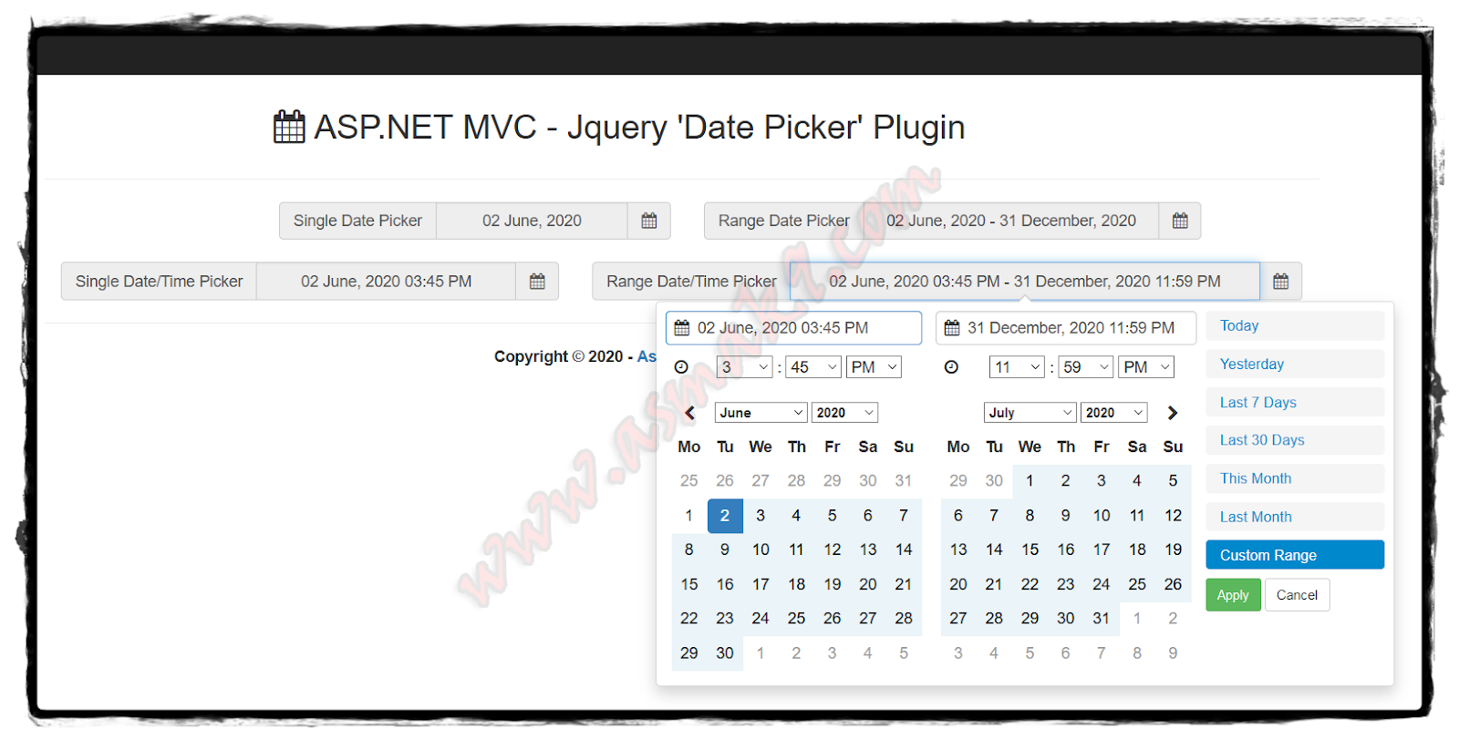 Mvc jquery datepicker plugin