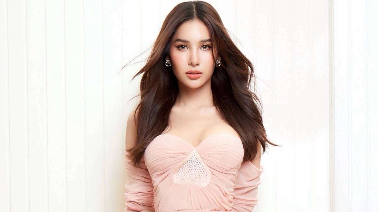 Meepooh Wasita – Most Beautiful Thai Trans Models in Pink Ruched Midi Dress Photoshoot