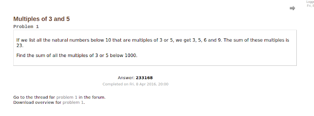 Projecteuler.net question with answer page