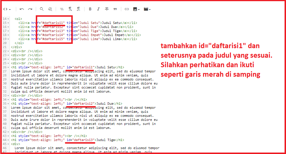 membuat daftar isi sahretech