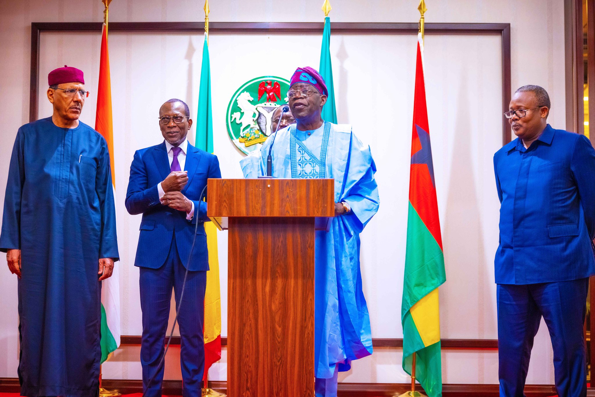 President Asiwaju Bola Ahmed Tinubu with Presidents of Benin, Niger, Guinea Bissau, and the ECOWAS Commission President
