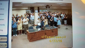a full house was on hand for the Town Council meeting to see the new police chief and deputy get sworn in 