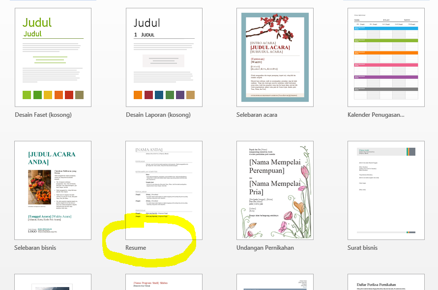 Cara Buat Resume Guna Microsoft Word - Curriculum Vitae di 