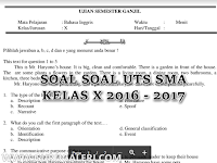 Contoh Soal UTS SMA Kelas X Terbaru 2017/2018