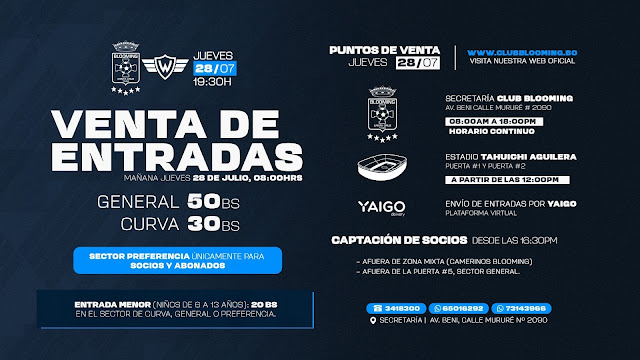 Venta de Entradas de Blooming vs Wilstermann