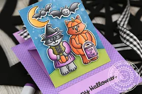 Sunny Studio Stamps: Sliding Window Halloween Cuties Trick Or Treat Card by Juliana Michaels